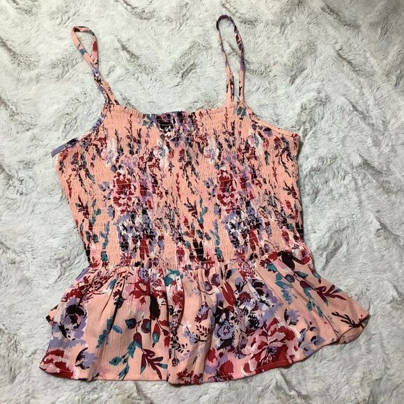 Angie smocked floral blouse spring summer - Picture 2 of 11